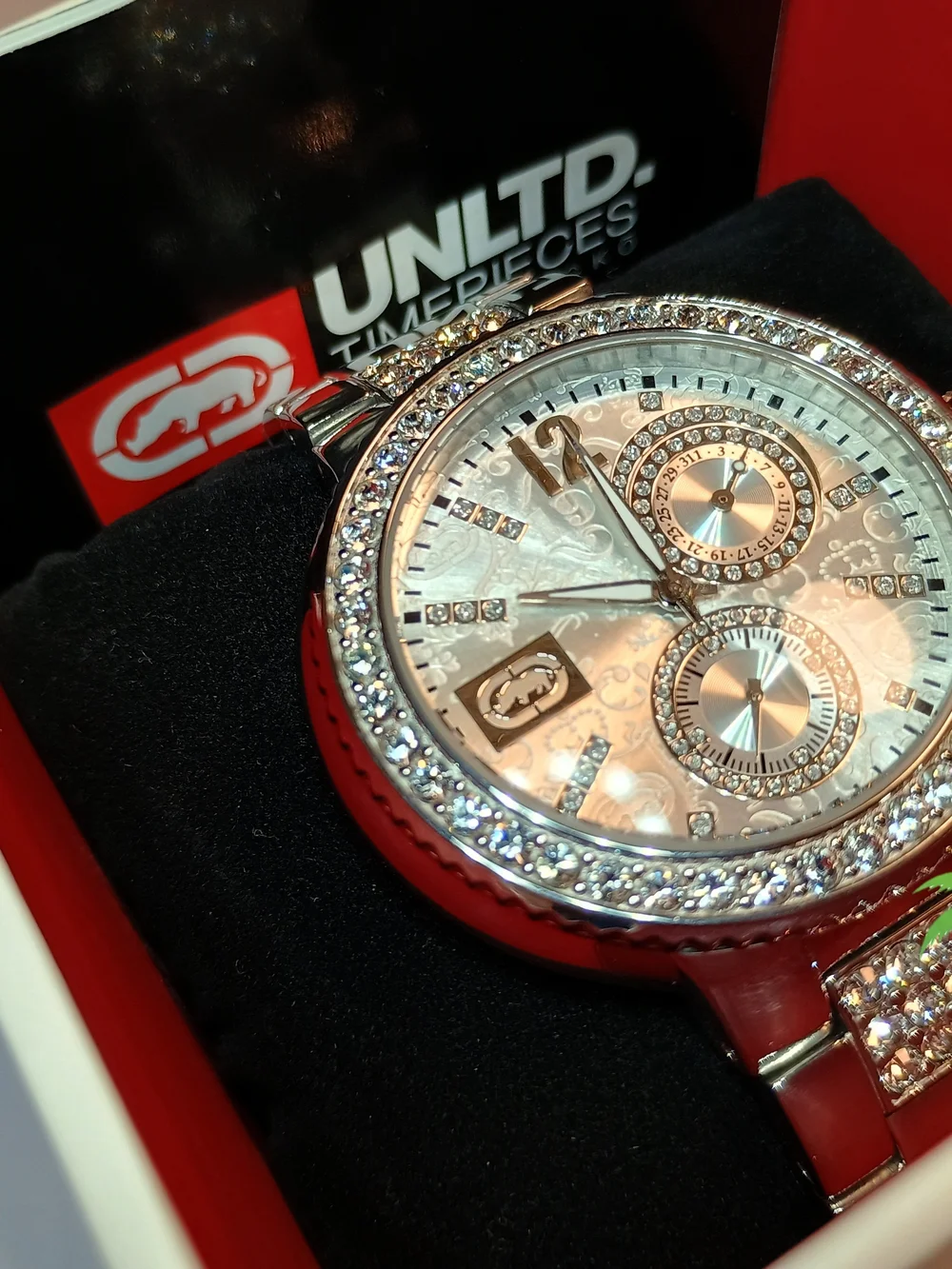 New ! Marc Ecko Silver Crystal-Accent Men's Bracelet Watch